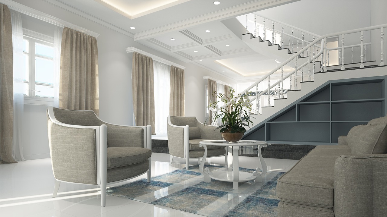 Moderne woonkamer, kleur van 2026 als contrast.